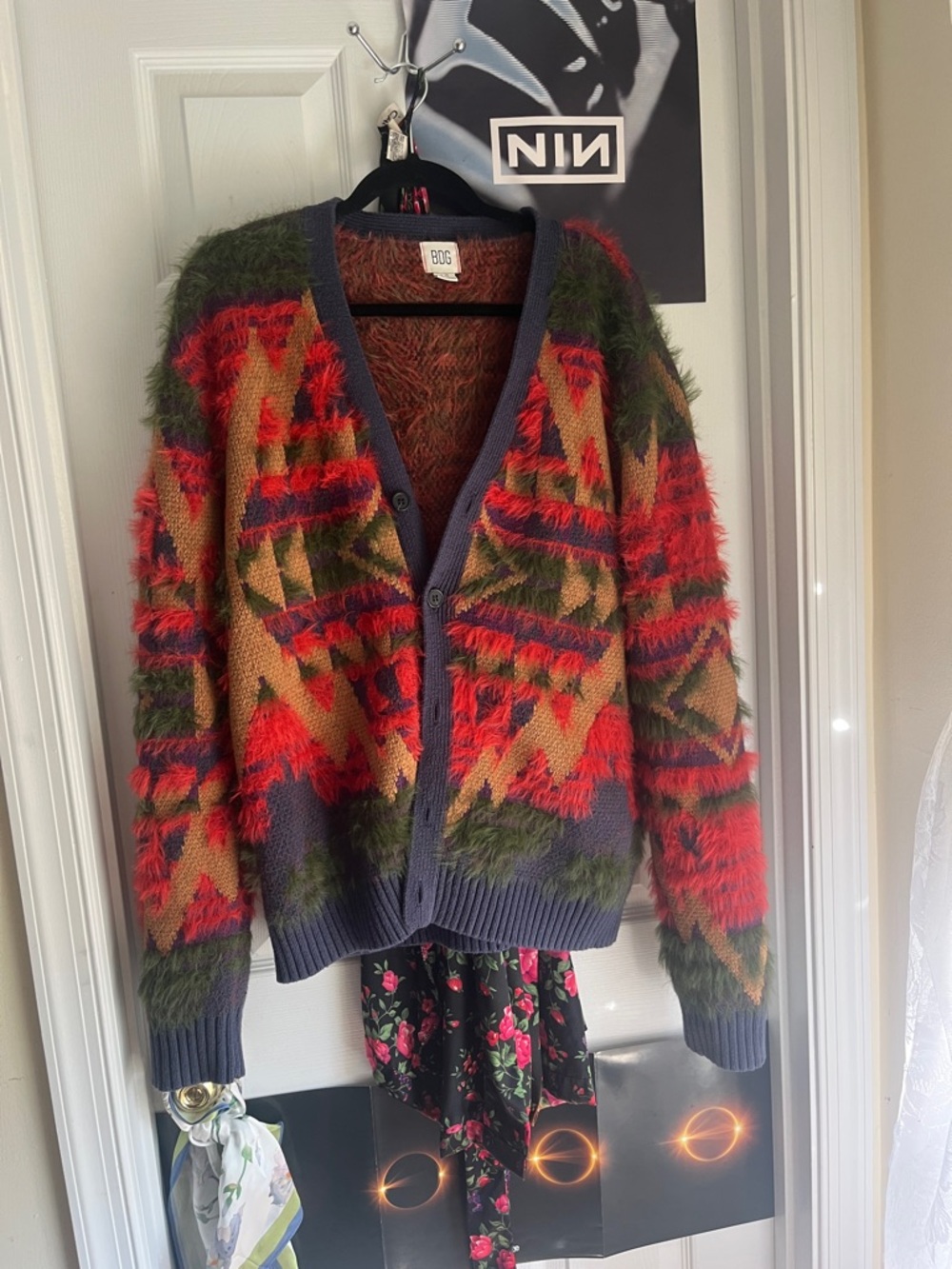 Unisex 70s fuzzy cardigan